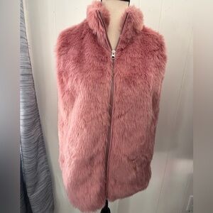 J. Crew mauve pink faux fur vest jacket sit & fun holiday New Year’s Eve ! S